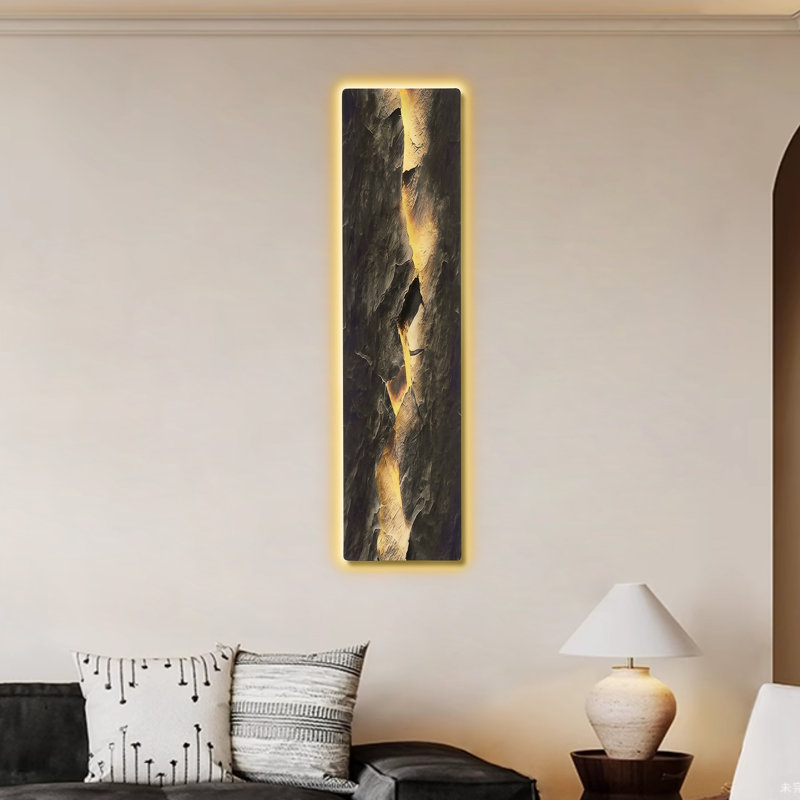 Orren Ellis Led Wall Art – Backlit Abstract Cracked Stone Panel
